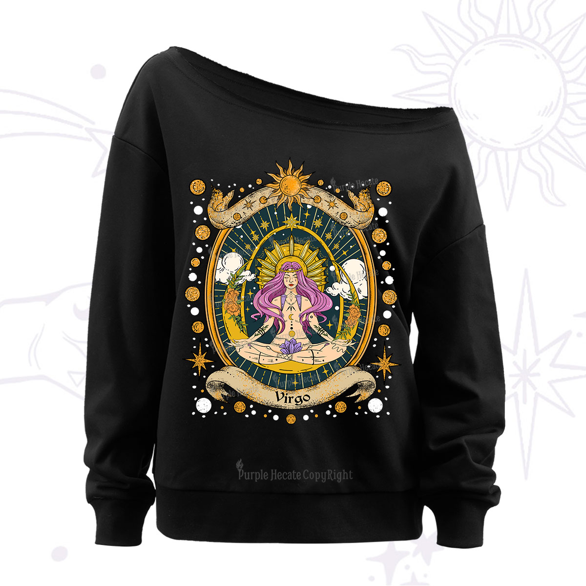 Purplehecate Virgo Radiance Zodiac Off The Shoulder Sweatshirt