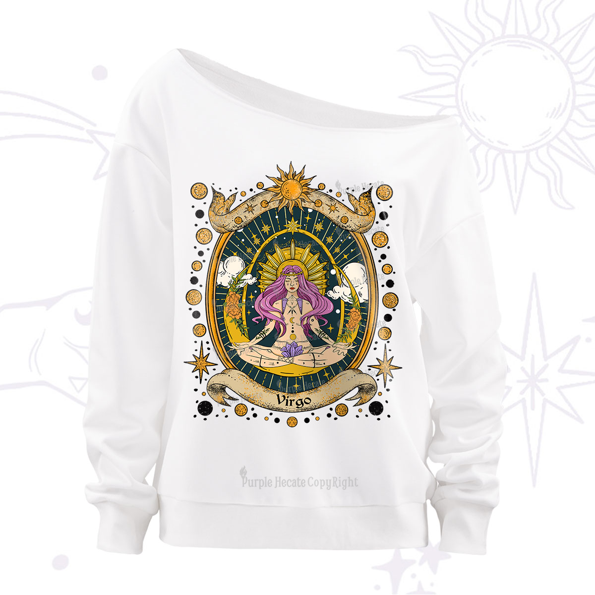 Purplehecate Virgo Radiance Zodiac Off The Shoulder Sweatshirt