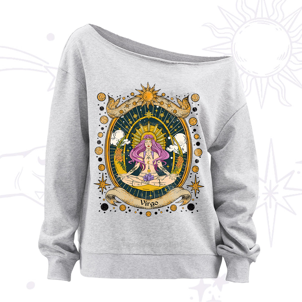 Purplehecate Virgo Radiance Zodiac Off The Shoulder Sweatshirt
