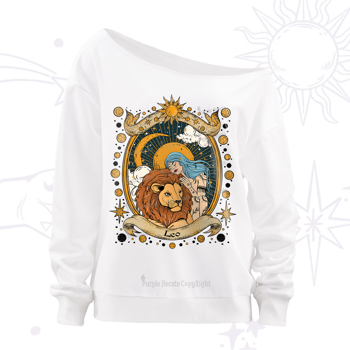 Purplehecate Leo Radiance Zodiac Off The Shoulder Sweatshirt