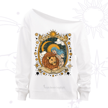 Purplehecate Leo Radiance Zodiac Off The Shoulder Sweatshirt
