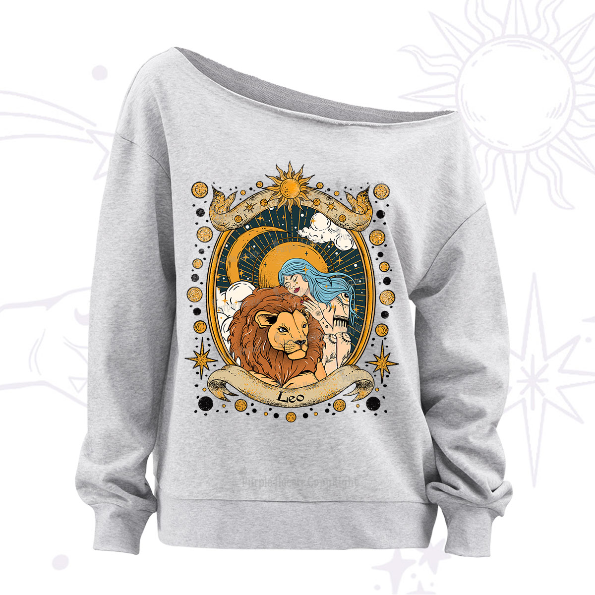 Purplehecate Leo Radiance Zodiac Off The Shoulder Sweatshirt