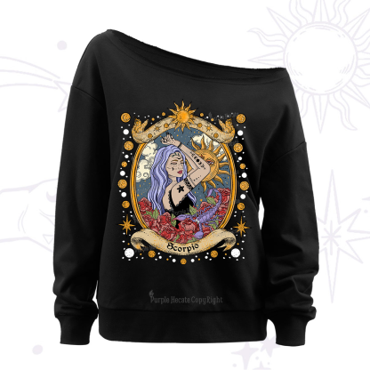 Purplehecate Scorpio Radiance Zodiac Off The Shoulder Sweatshirt