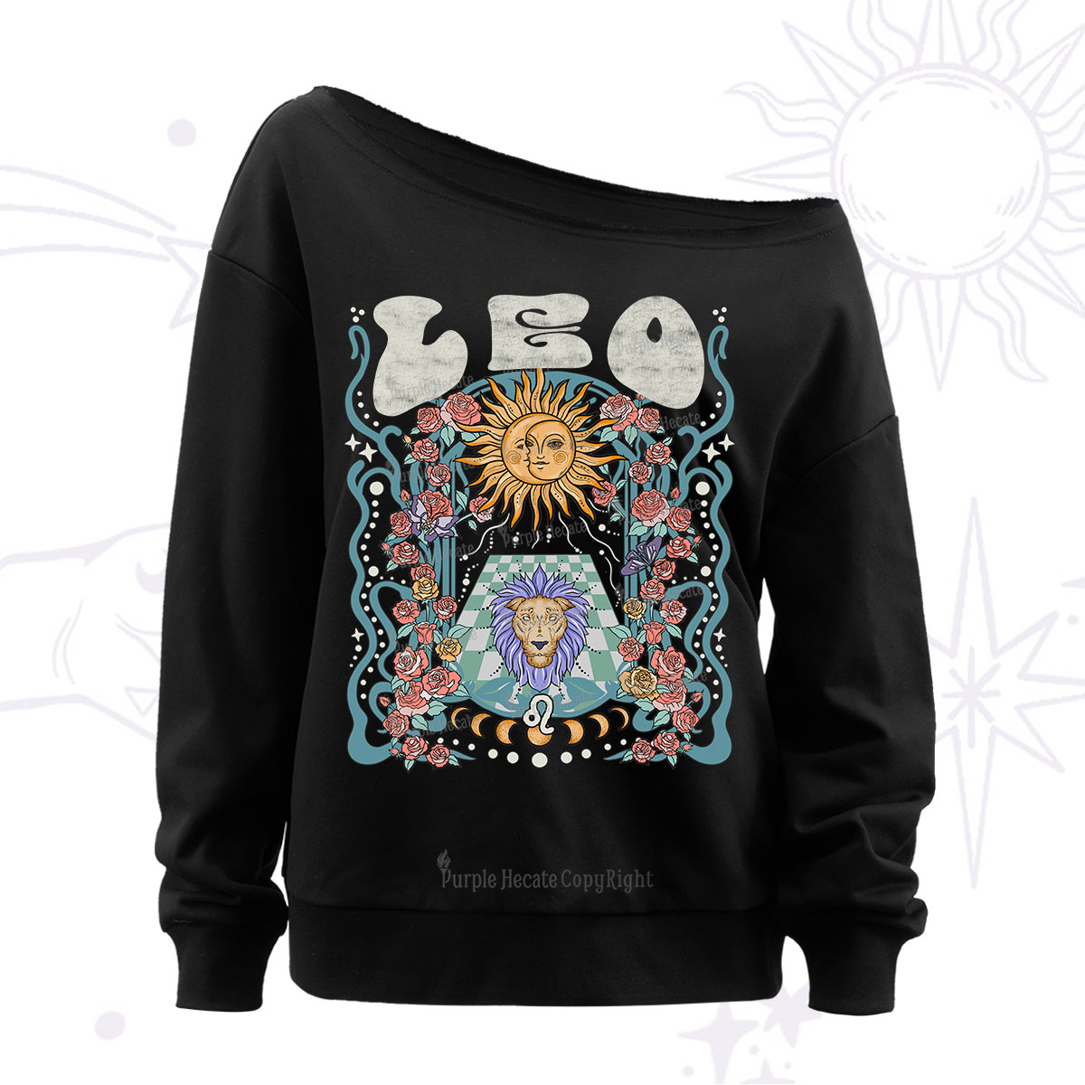 Purplehecate Leo Spirit Zodiac Off The Shoulder Sweatshirt
