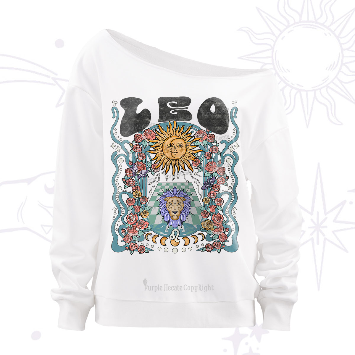 Purplehecate Leo Spirit Zodiac Off The Shoulder Sweatshirt