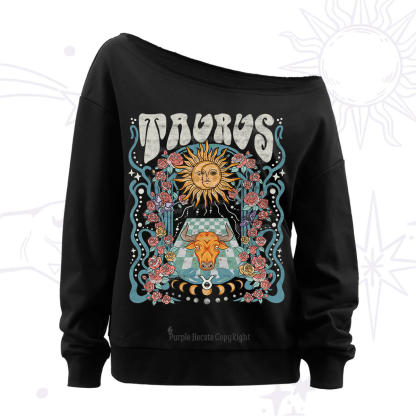 Purplehecate Taurus Spirit Zodiac Off The Shoulder Sweatshirt