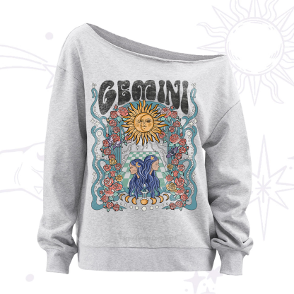 Purplehecate Gemini Spirit Zodiac Off The Shoulder Sweatshirt