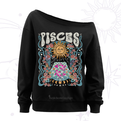 Purplehecate Pisces Spirit Zodiac Off The Shoulder Sweatshirt