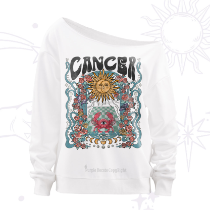 Purplehecate Cancer Spirit Zodiac Off The Shoulder Sweatshirt
