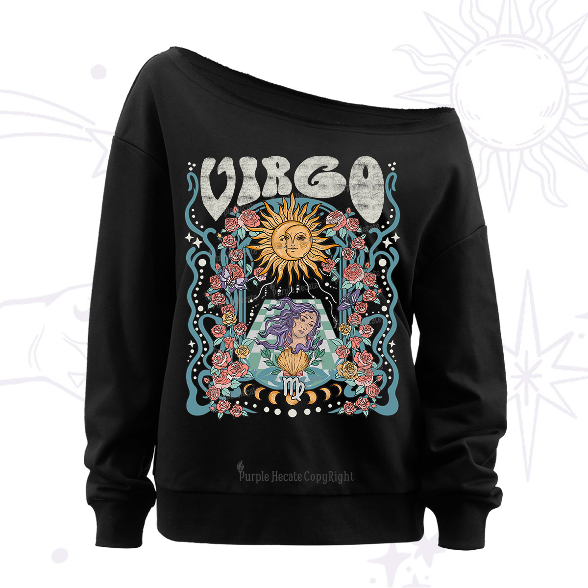 Purplehecate Virgo Spirit Zodiac Off The Shoulder Sweatshirt