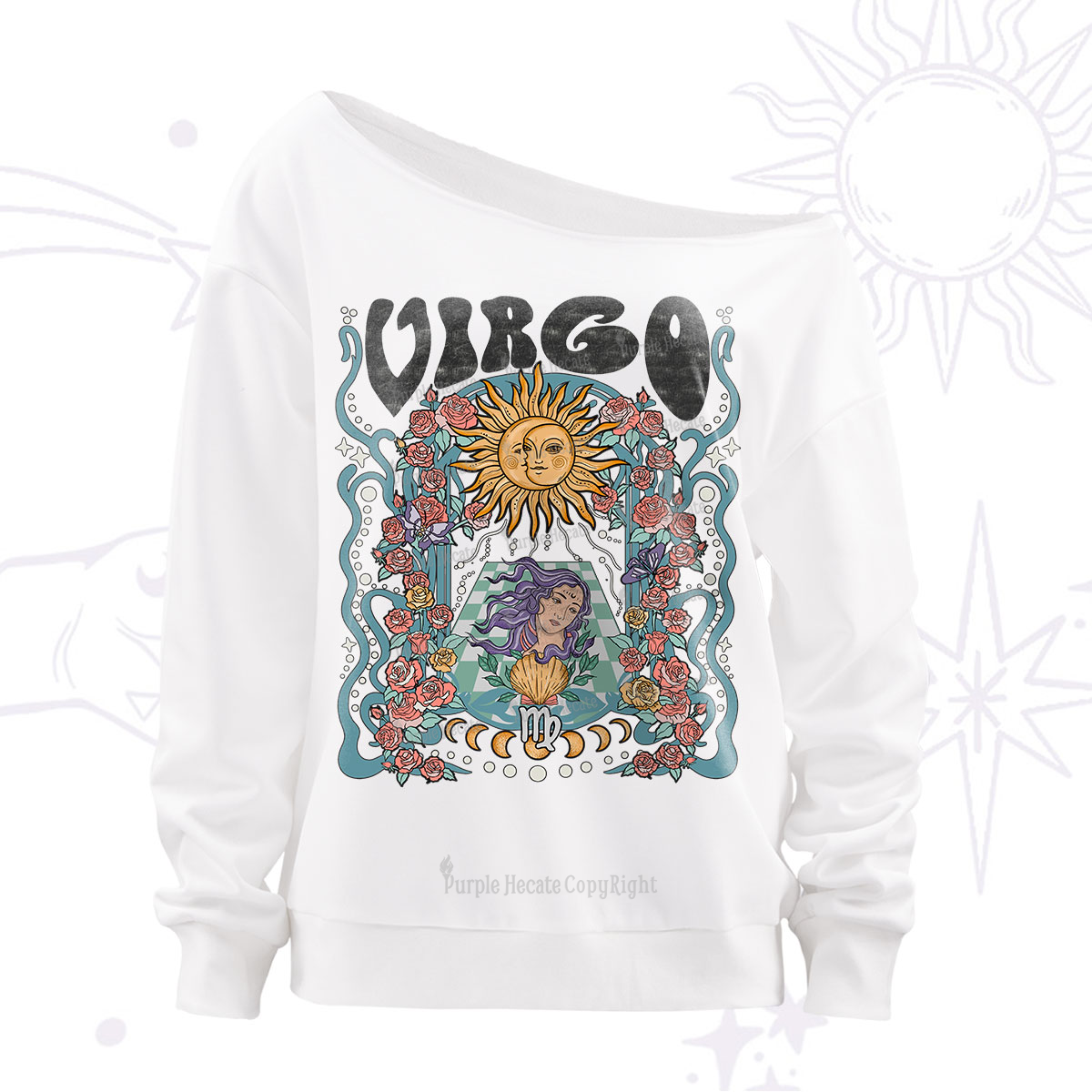 Purplehecate Virgo Spirit Zodiac Off The Shoulder Sweatshirt