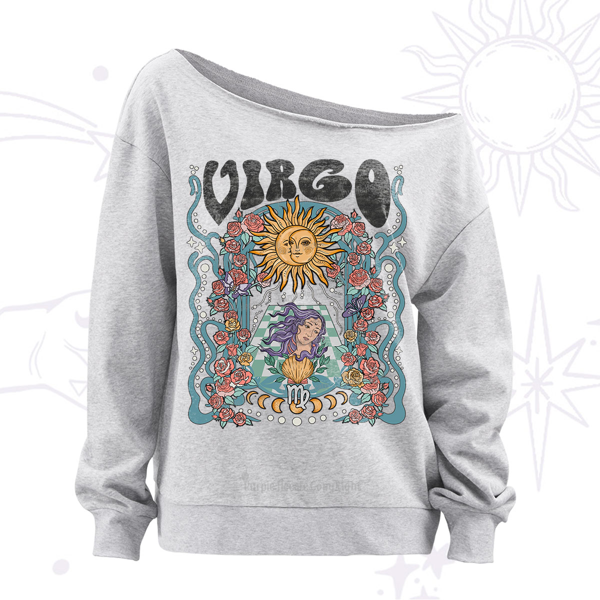 Purplehecate Virgo Spirit Zodiac Off The Shoulder Sweatshirt