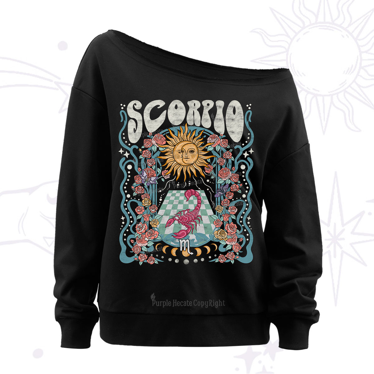 Purplehecate Scorpio Spirit Zodiac Off The Shoulder Sweatshirt