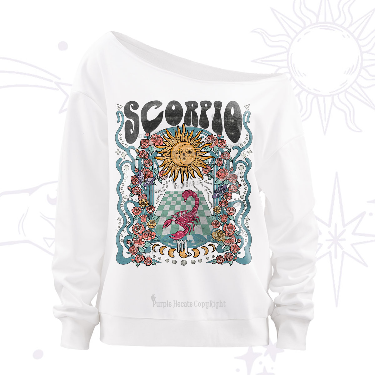 Purplehecate Scorpio Spirit Zodiac Off The Shoulder Sweatshirt