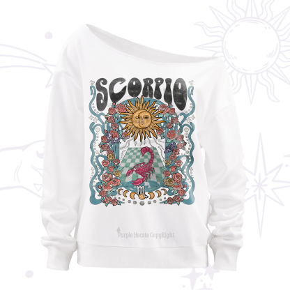 Purplehecate Scorpio Spirit Zodiac Off The Shoulder Sweatshirt