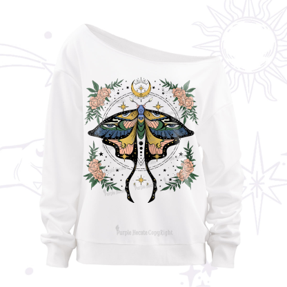 Purplehecate Mystical Moth Off The Shoulder Sweatshirt