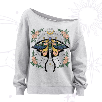 Purplehecate Mystical Moth Off The Shoulder Sweatshirt