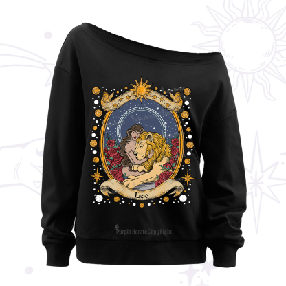 Purplehecate Celestial Leo Zodiac Off The Shoulder Sweatshirt