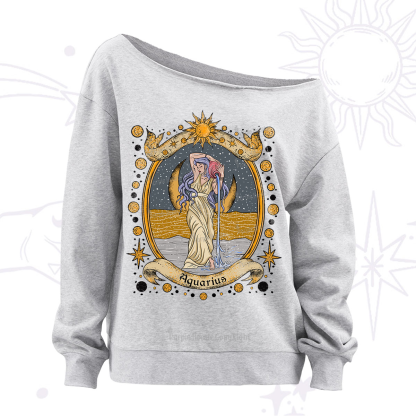 Purplehecate Celestial Aquarius Zodiac Off The Shoulder Sweatshirt