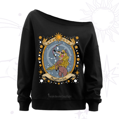 Purplehecate Celestial Sagittarius Zodiac Off The Shoulder Sweatshirt