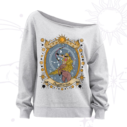 Purplehecate Celestial Sagittarius Zodiac Off The Shoulder Sweatshirt