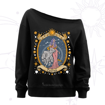 Purplehecate Celestial Taurus Zodiac Off The Shoulder Sweatshirt