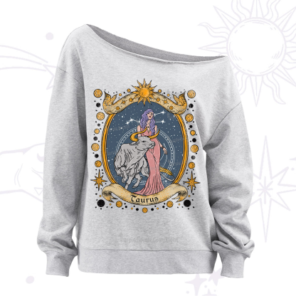 Purplehecate Celestial Taurus Zodiac Off The Shoulder Sweatshirt