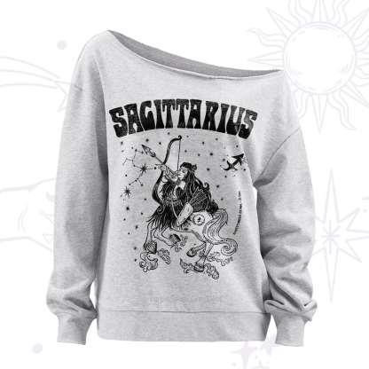 Sagittarius Zodiac Glyphs Off The Shoulder Sweatshirt