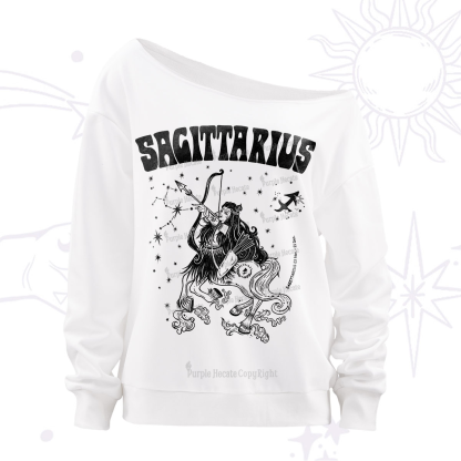 Sagittarius Zodiac Glyphs Off The Shoulder Sweatshirt