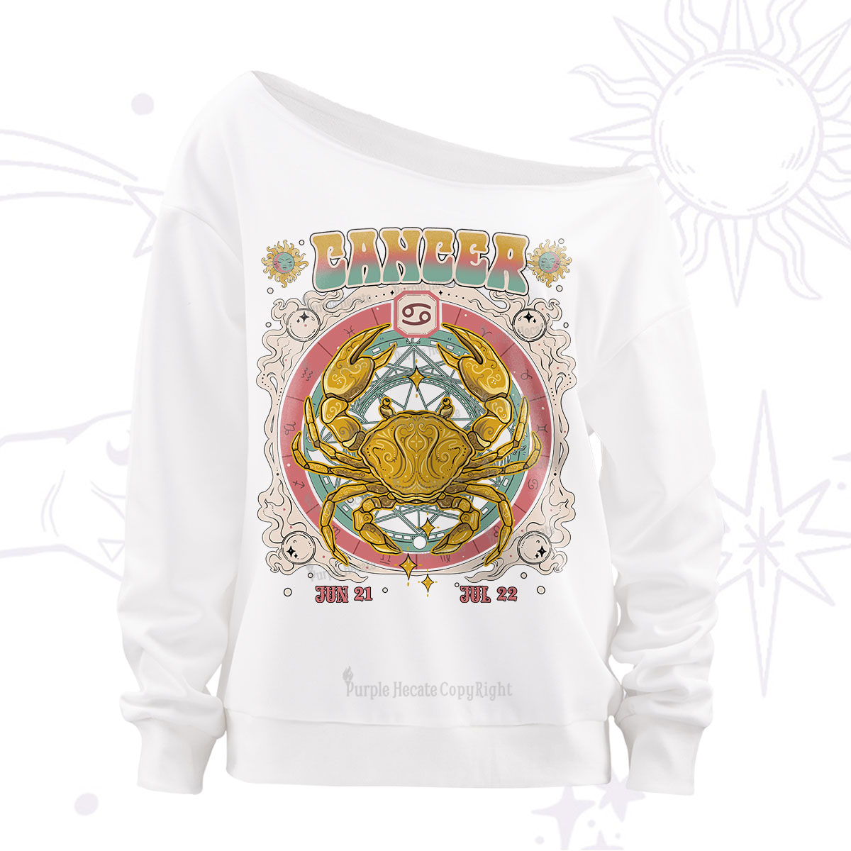Purplehecate cancer Cosmic Zodiac Off The Shoulder Sweatshirt