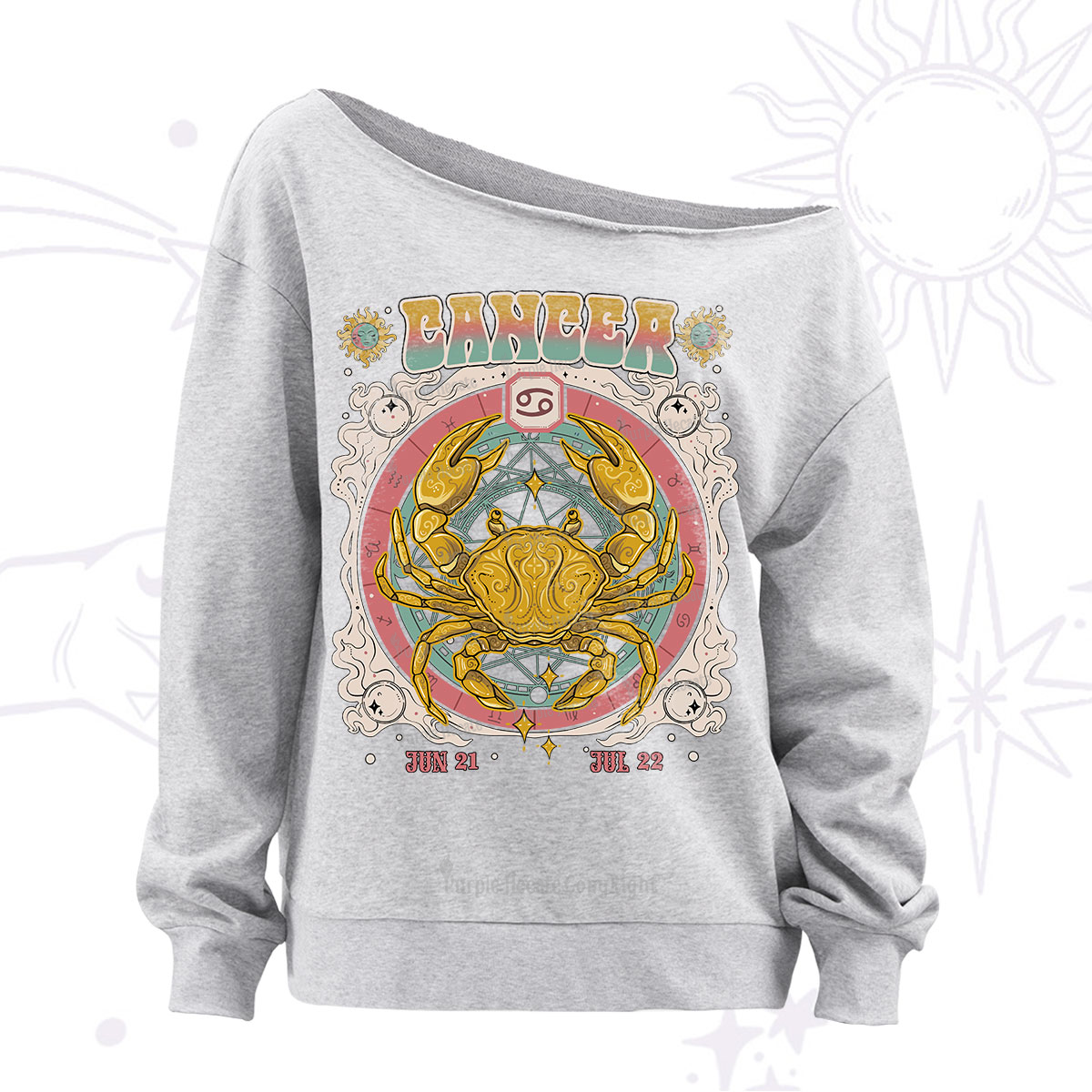 Purplehecate cancer Cosmic Zodiac Off The Shoulder Sweatshirt