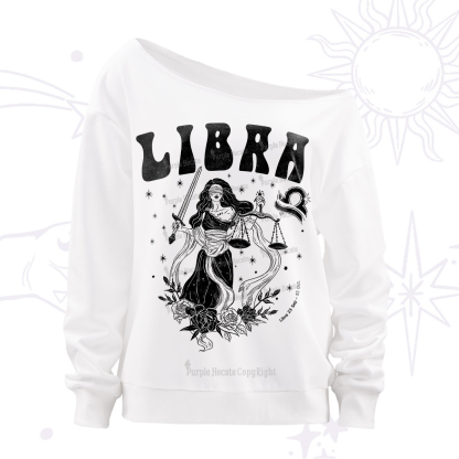 Purplehecate libra Zodiac Glyphs Off The Shoulder Sweatshirt