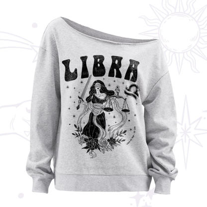 Purplehecate libra Zodiac Glyphs Off The Shoulder Sweatshirt