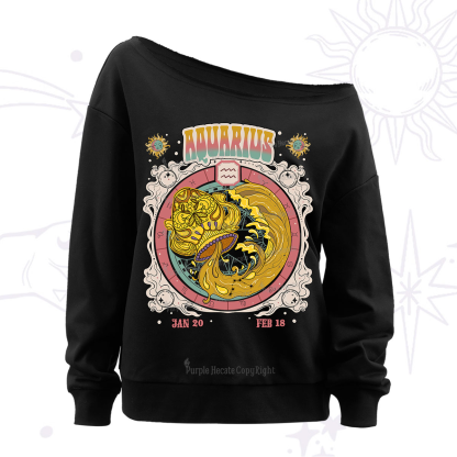 Purplehecate Aquarius Cosmic Zodiac Off The Shoulder Sweatshirt