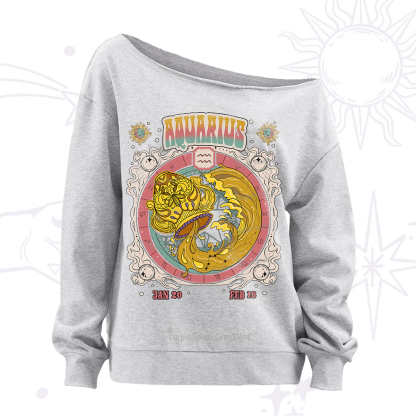 Purplehecate Aquarius Cosmic Zodiac Off The Shoulder Sweatshirt