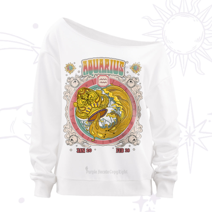 Purplehecate Aquarius Cosmic Zodiac Off The Shoulder Sweatshirt