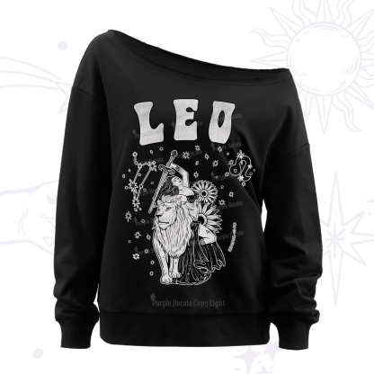 Purplehecate leo Zodiac Glyphs Off The Shoulder Sweatshirt