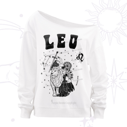 Purplehecate leo Zodiac Glyphs Off The Shoulder Sweatshirt