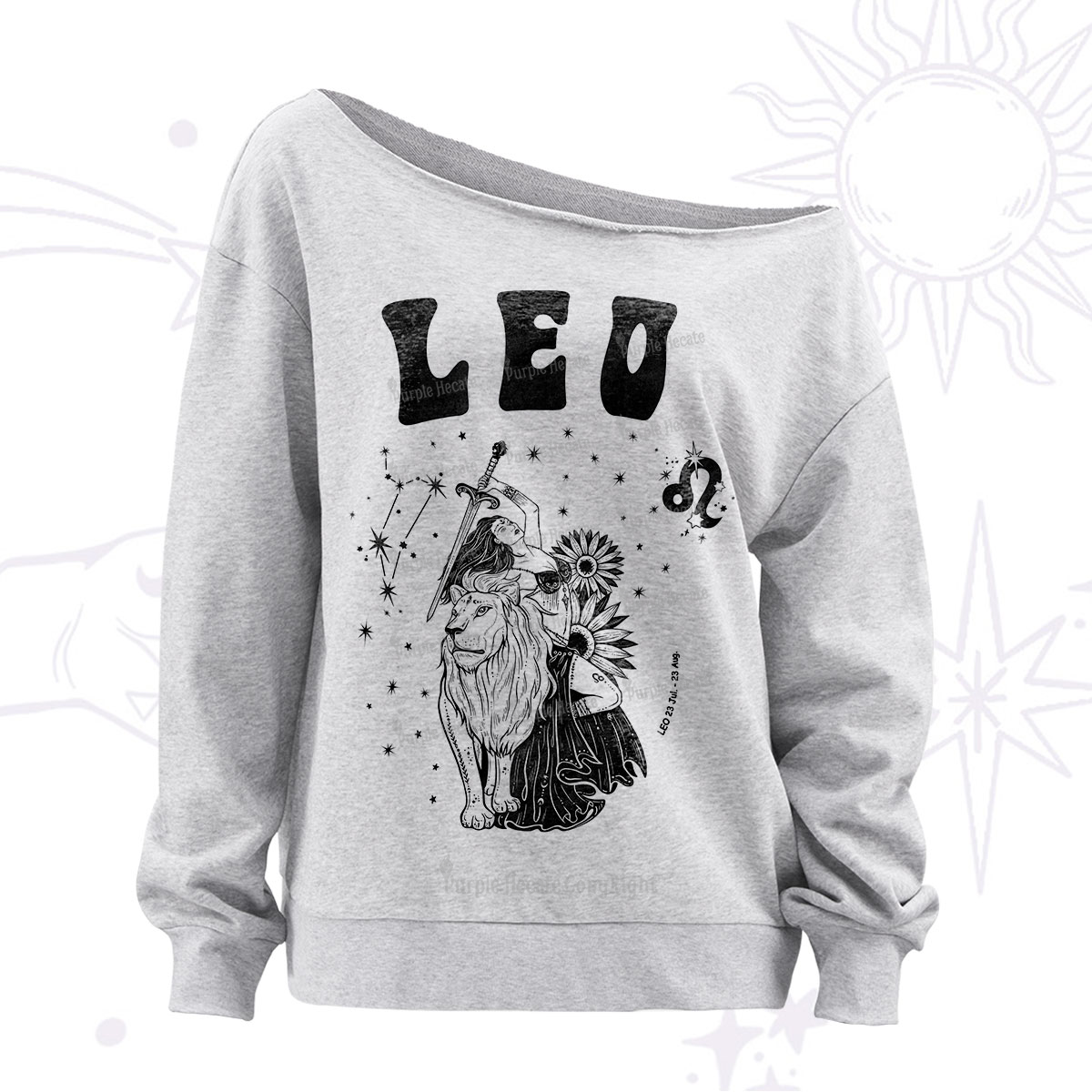 Purplehecate leo Zodiac Glyphs Off The Shoulder Sweatshirt
