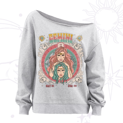 Purplehecate gemini Cosmic Zodiac Off The Shoulder Sweatshirt