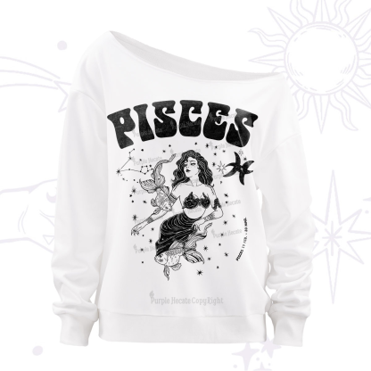 Purplehecate pisces Zodiac Glyphs Off The Shoulder Sweatshirt