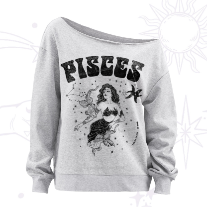 Purplehecate pisces Zodiac Glyphs Off The Shoulder Sweatshirt