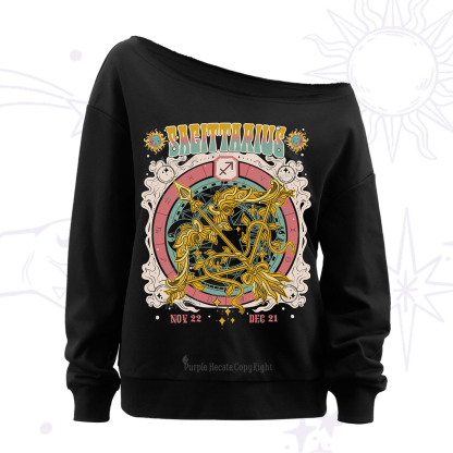 Purplehecate Sagittarius Cosmic Zodiac Off The Shoulder Sweatshirt