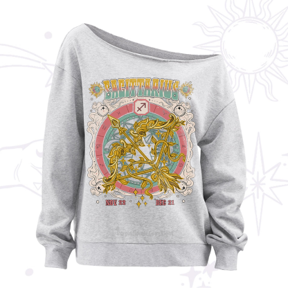 Purplehecate Sagittarius Cosmic Zodiac Off The Shoulder Sweatshirt