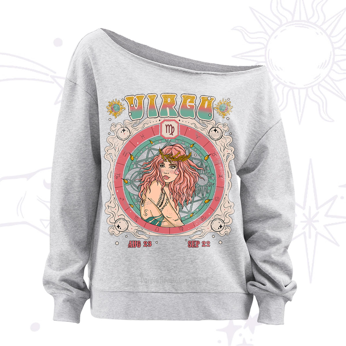 Purplehecate Virgo Cosmic Zodiac Off The Shoulder Sweatshirt