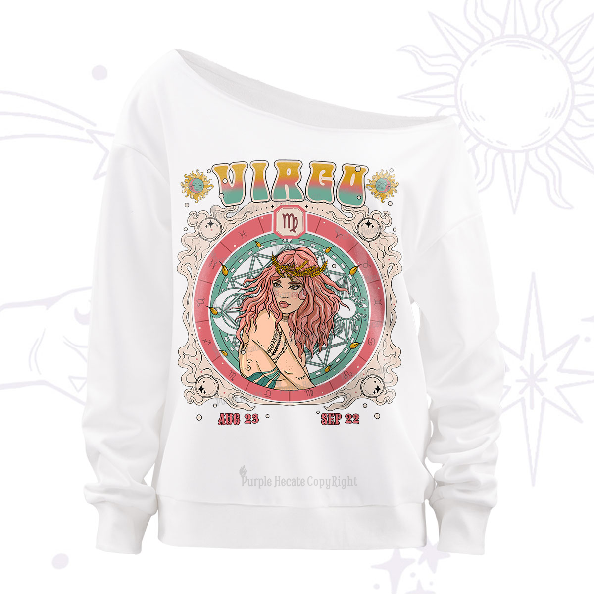 Purplehecate Virgo Cosmic Zodiac Off The Shoulder Sweatshirt