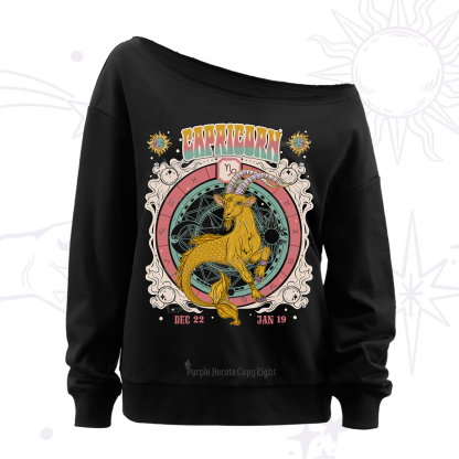 Purplehecate Capricorn Cosmic Zodiac Off The Shoulder Sweatshirt