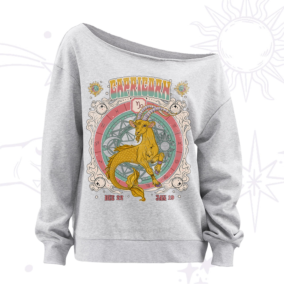 Purplehecate Capricorn Cosmic Zodiac Off The Shoulder Sweatshirt