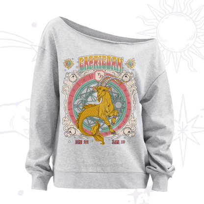 Purplehecate Capricorn Cosmic Zodiac Off The Shoulder Sweatshirt