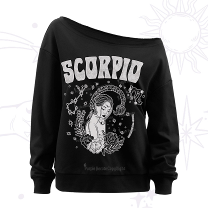 Purplehecate scorpio Zodiac Glyphs Off The Shoulder Sweatshirt